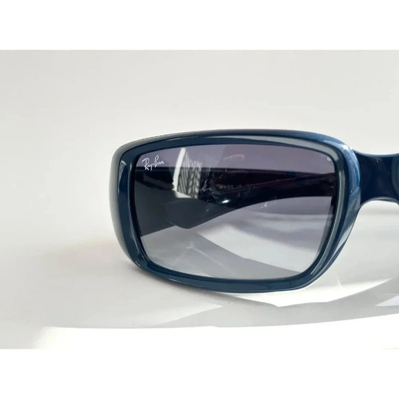 Ray Ban Italian Square Blue Frame Light Grey | Blue Gradient RB 4338 Sunglasses - Picture 2 of 10